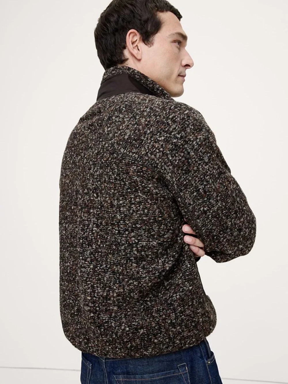 Banana Republic Men’s Wool Blend Zip Jacket Brown Bouclé M